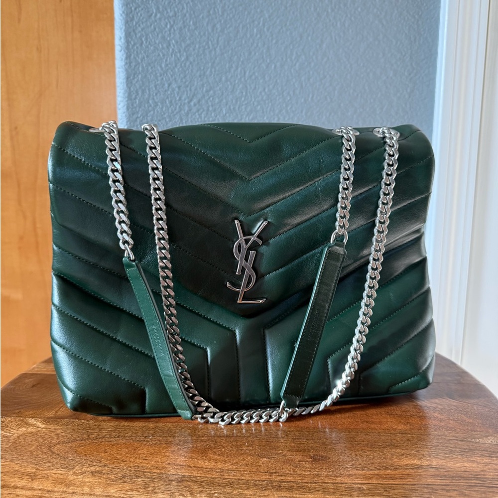 Yves Saint Laurent Forest Green Quilted Shoulder Bag
